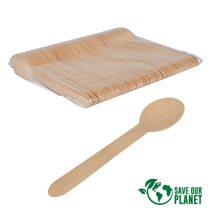 Bolsa con 100 tenedores de madera de Abedul