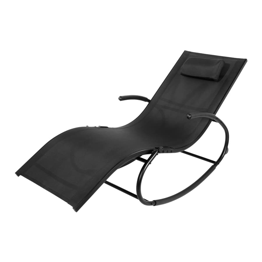 Silla mecedora negra con apoya-brazos