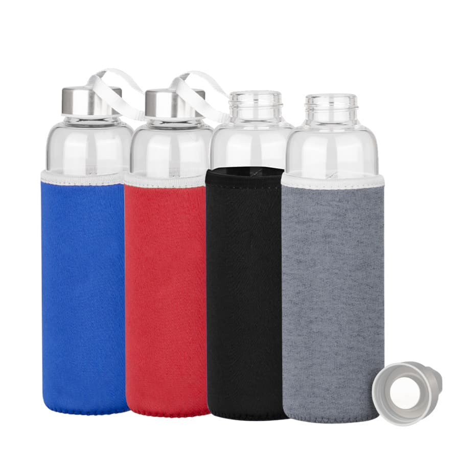 Botella de Vidrio Silica con funda de Neopreno 440cc